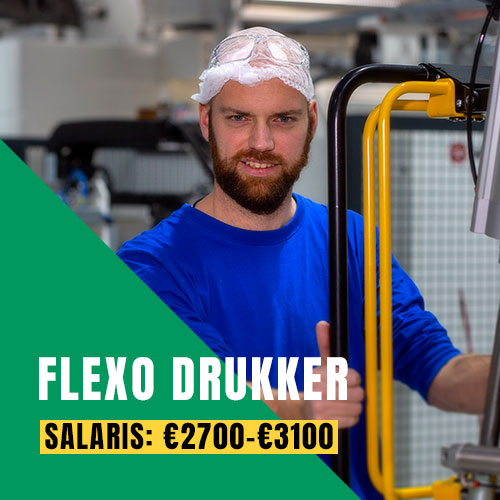 Flexo drukker poster met salaris van 2700 tot 3100
