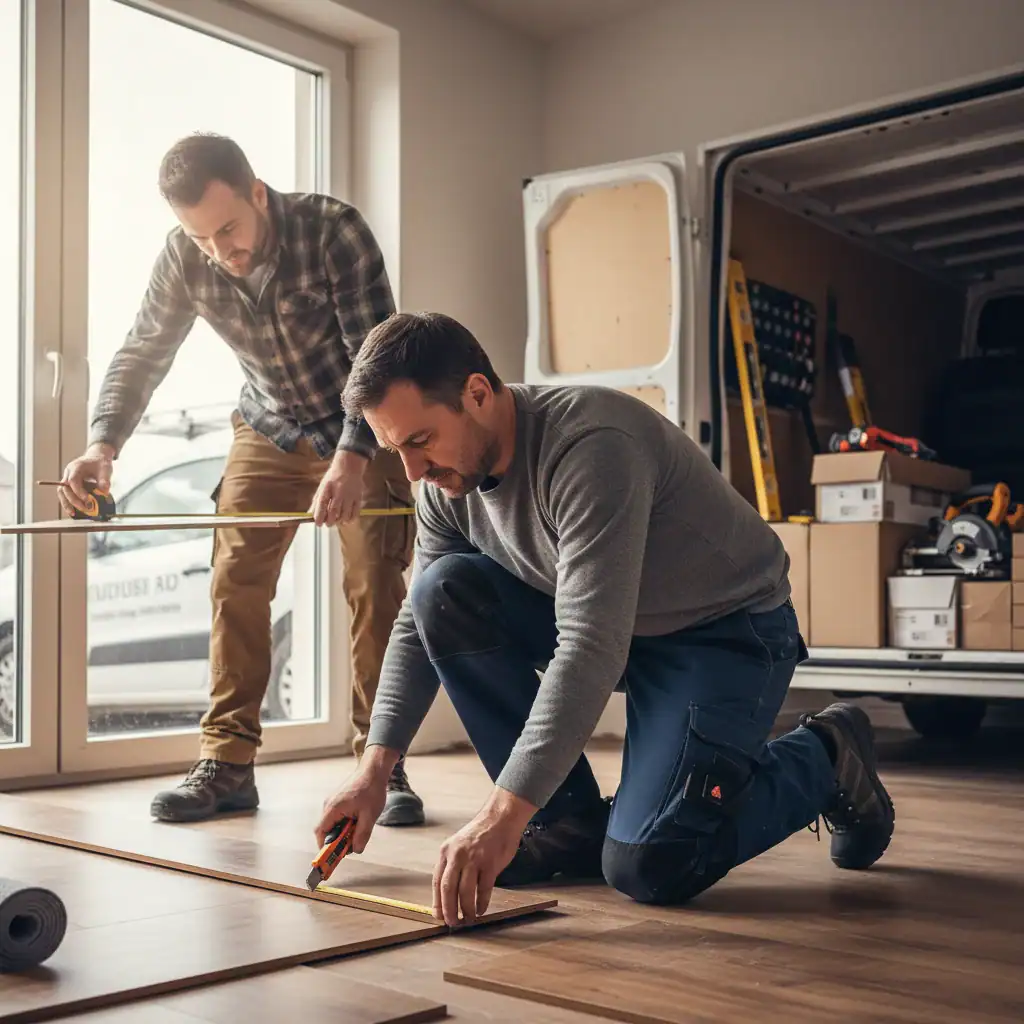 Vloerenlegger | Onderweg met de werkbus