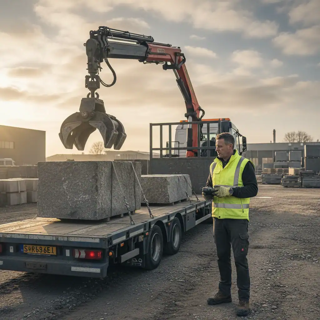 CE chauffeur | Echt | Autolaadkraan – Combitrailer