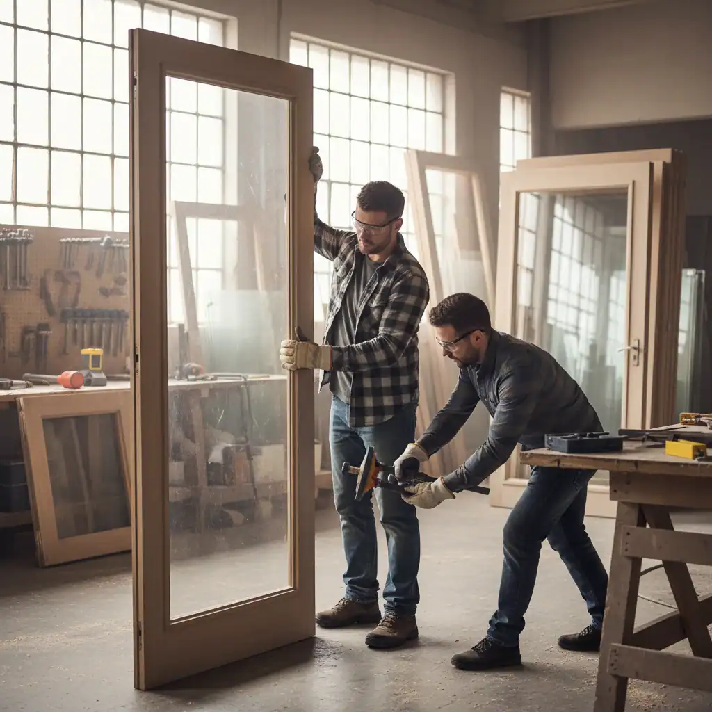 Medewerker glasmontage