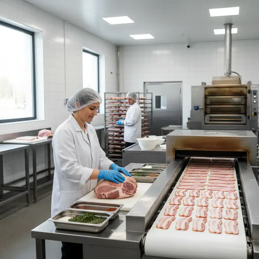 Word gewaardeerde productiemedewerker ham & bacon