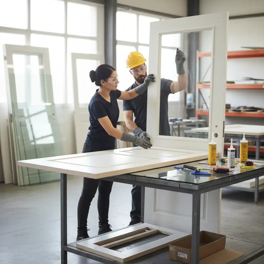 Medewerker glasmontage