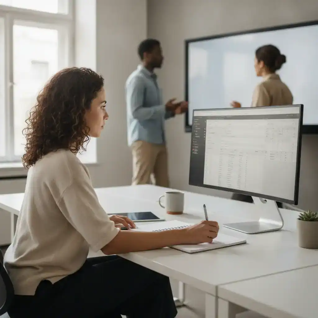 Starter aan een bureau, administratief werk in Ede