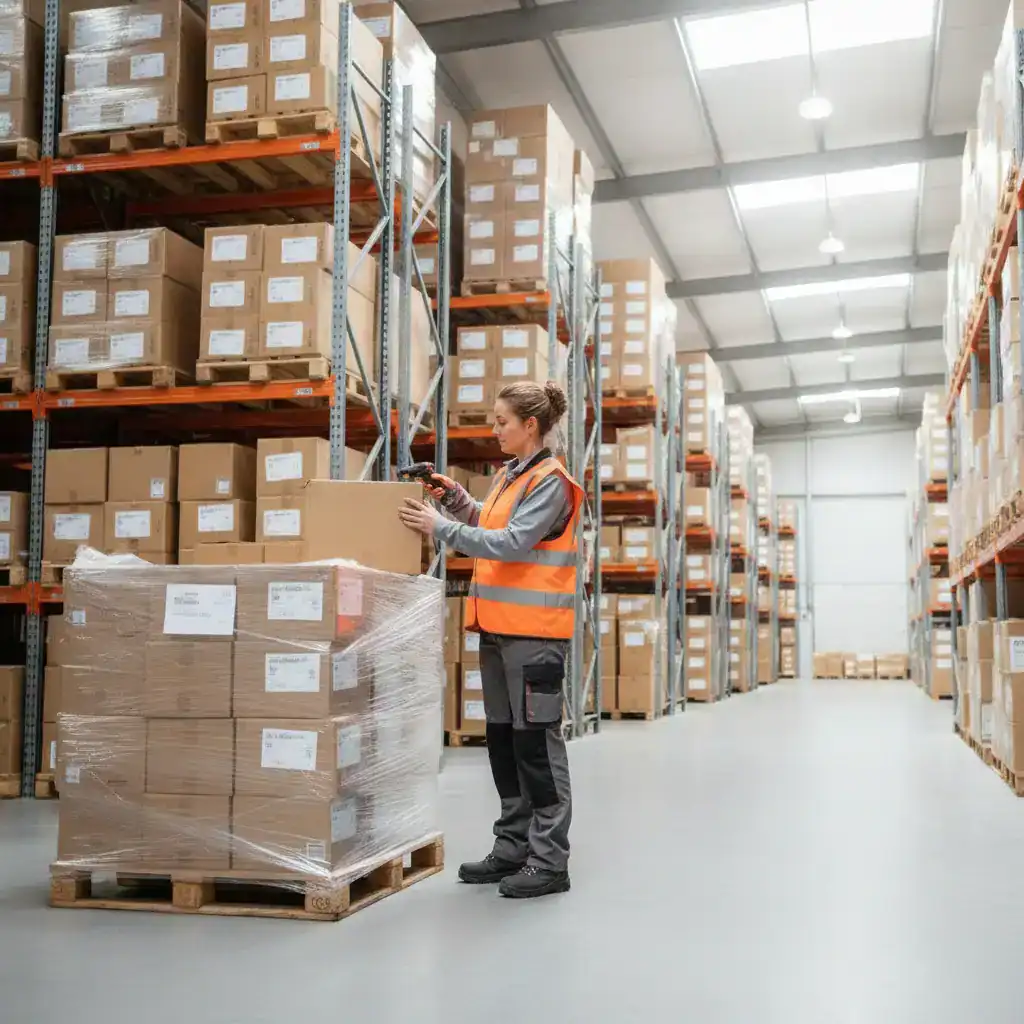 Doorgroeien als logistiek medewerker in Waalwijk: medewerker op de heftruck in een hoog magazijn
