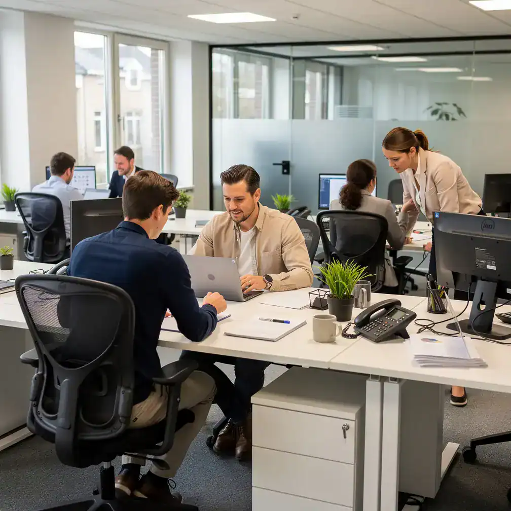 Medewerker achter bureau bij kantoorfuncties in Deventer