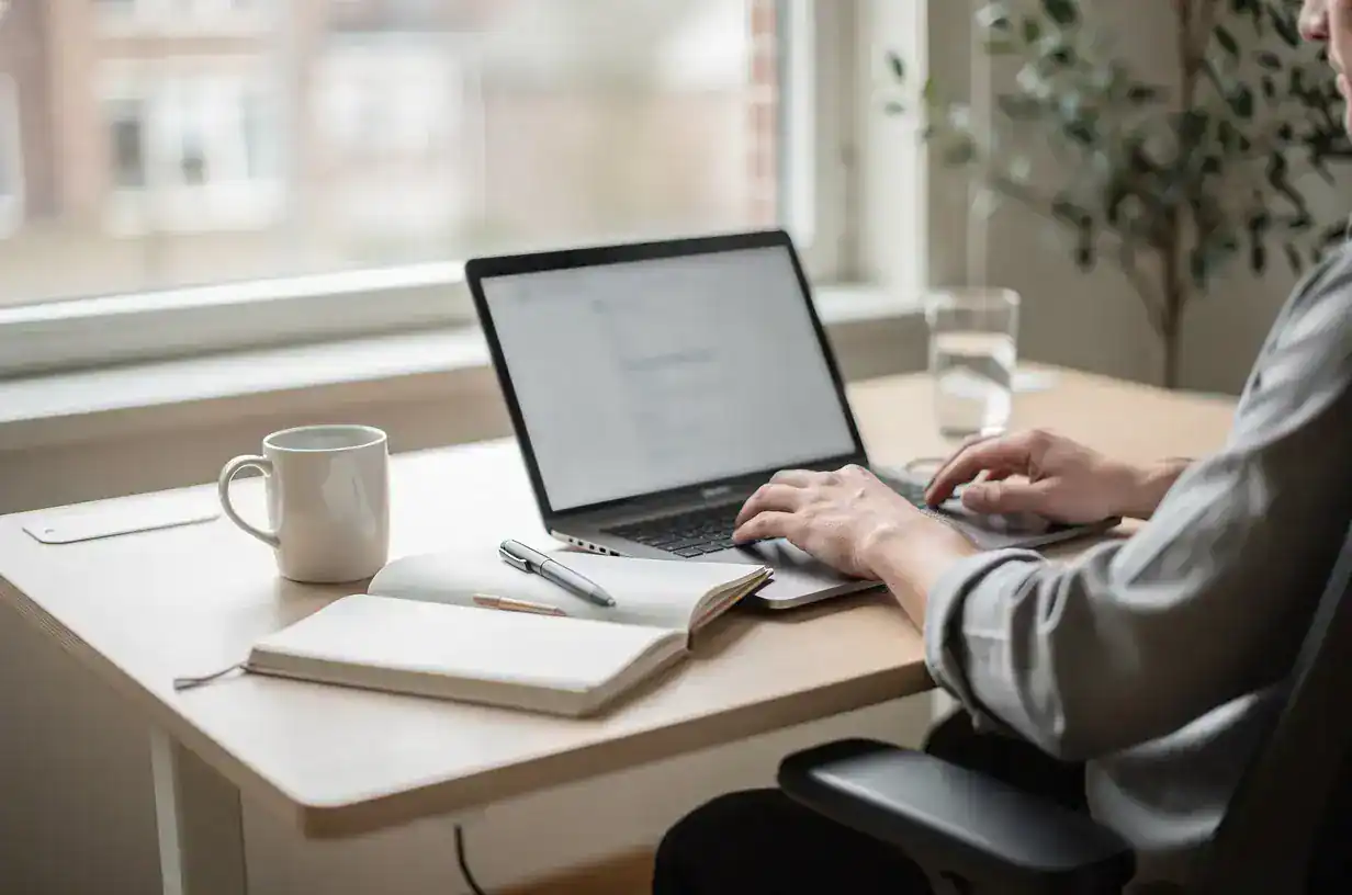 Werken op de laptop bij kantoorwerk in de Drechtsteden
