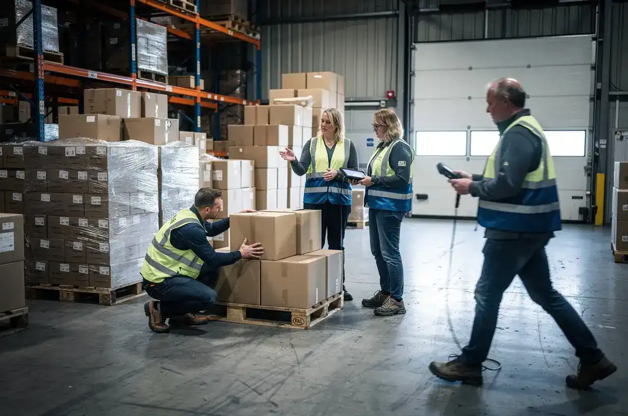 Team in een magazijn in de logistieke sector in de Drechtsteden