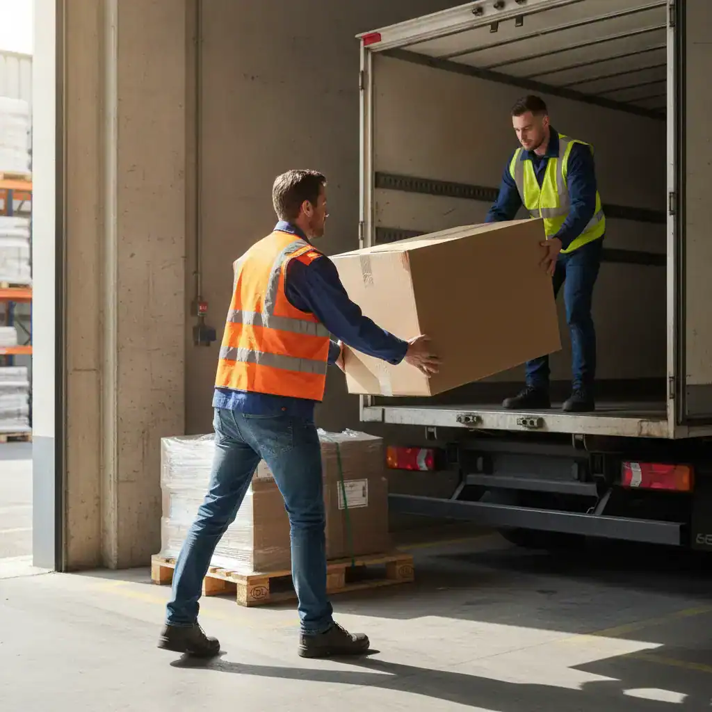 Lossen tijdens ploegen in de logistiek in Drachten