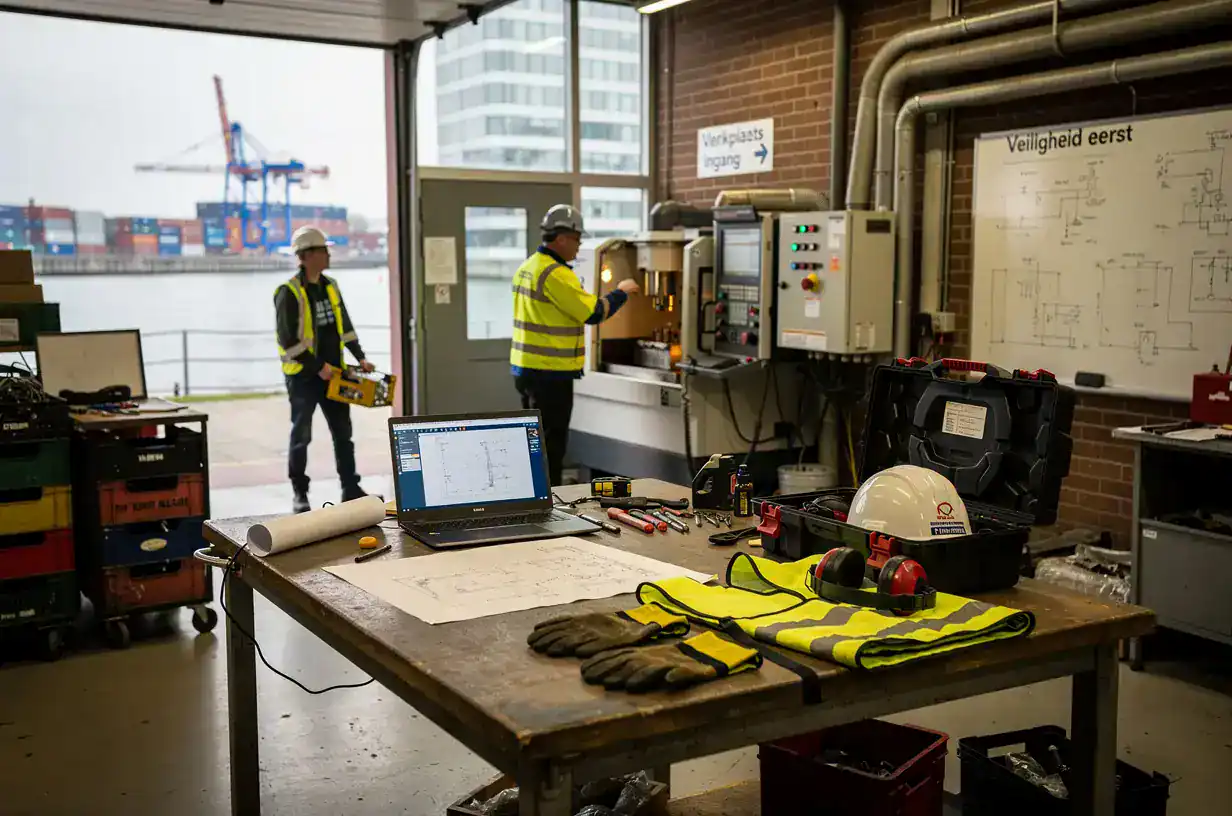 Werkplaats aan het water bij werken in de techniek in de Drechtsteden