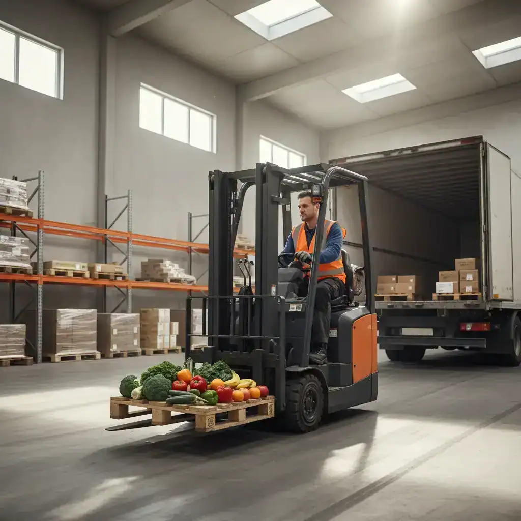 Heftruckchauffeur in Westland laadt een pallet met planten in een vrachtwagen