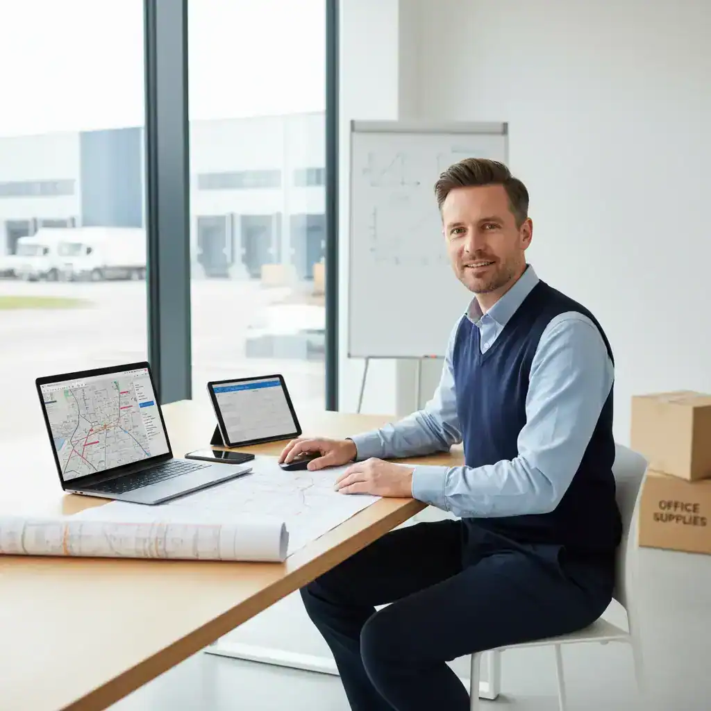 Planner in Westland werkt met laptop en kaarten aan de planning