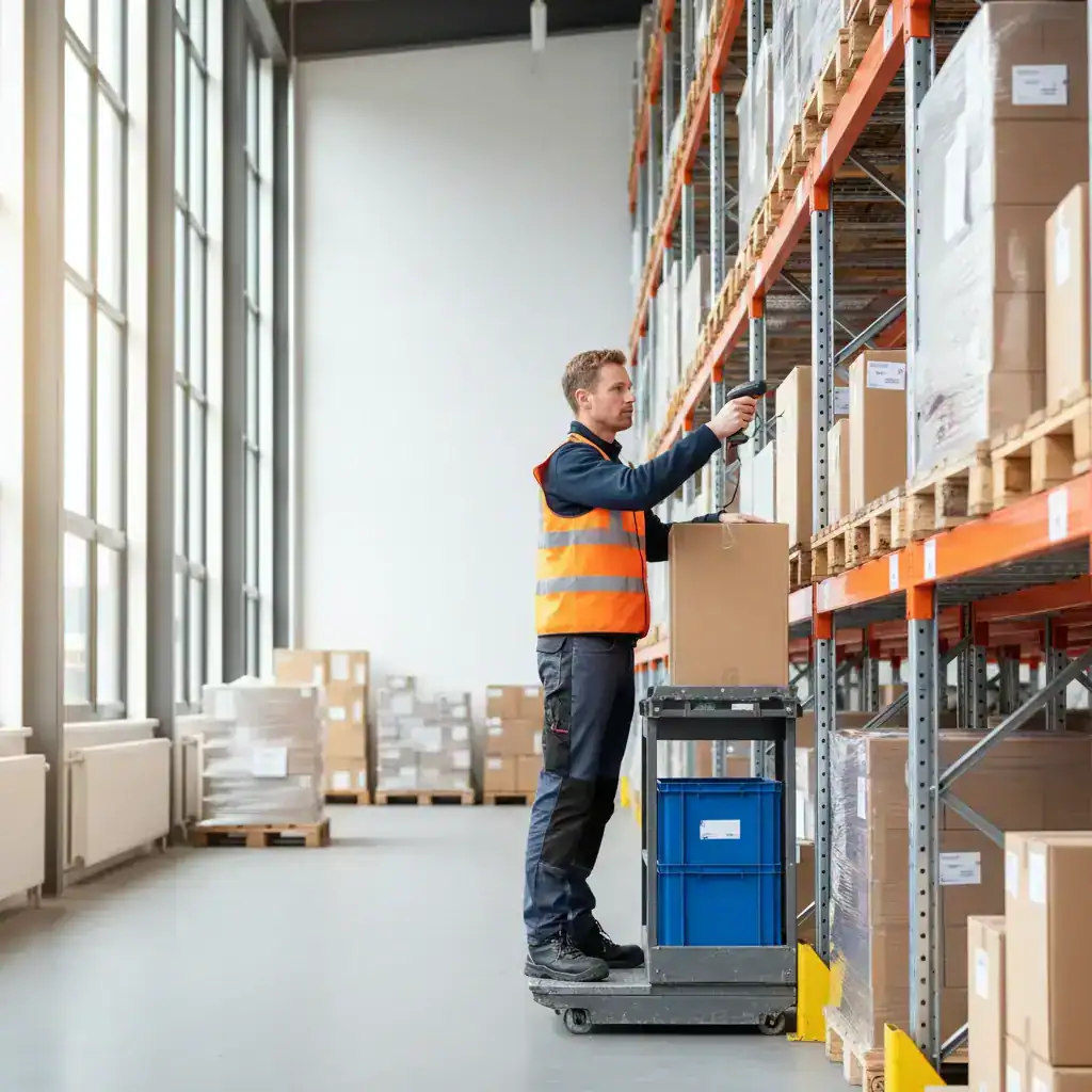 Vacatures logistiek in Zaltbommel: medewerker scant een doos in een magazijn